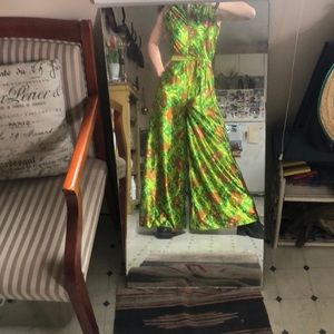 ~ vintage 70s metallic green jumpsuit ~